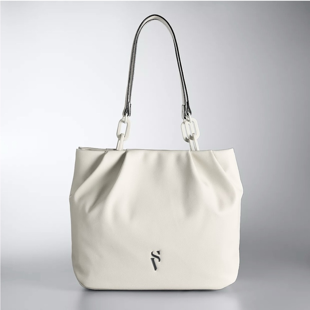 NWT Simply Vera Wang Daley Tote Shoulder Bag Light Grey